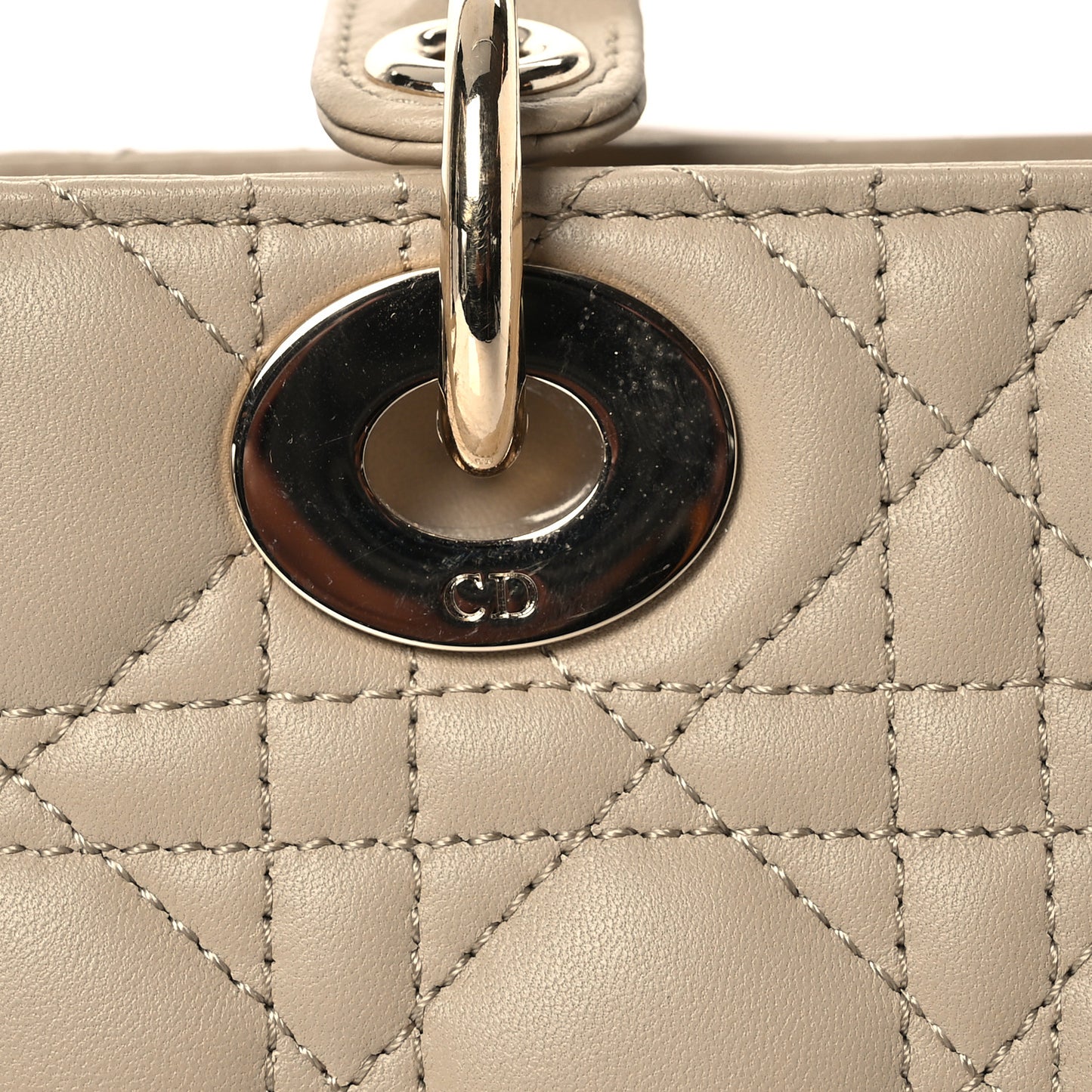 Lambskin Cannage Small Lucky Badges My Lady Dior Beige