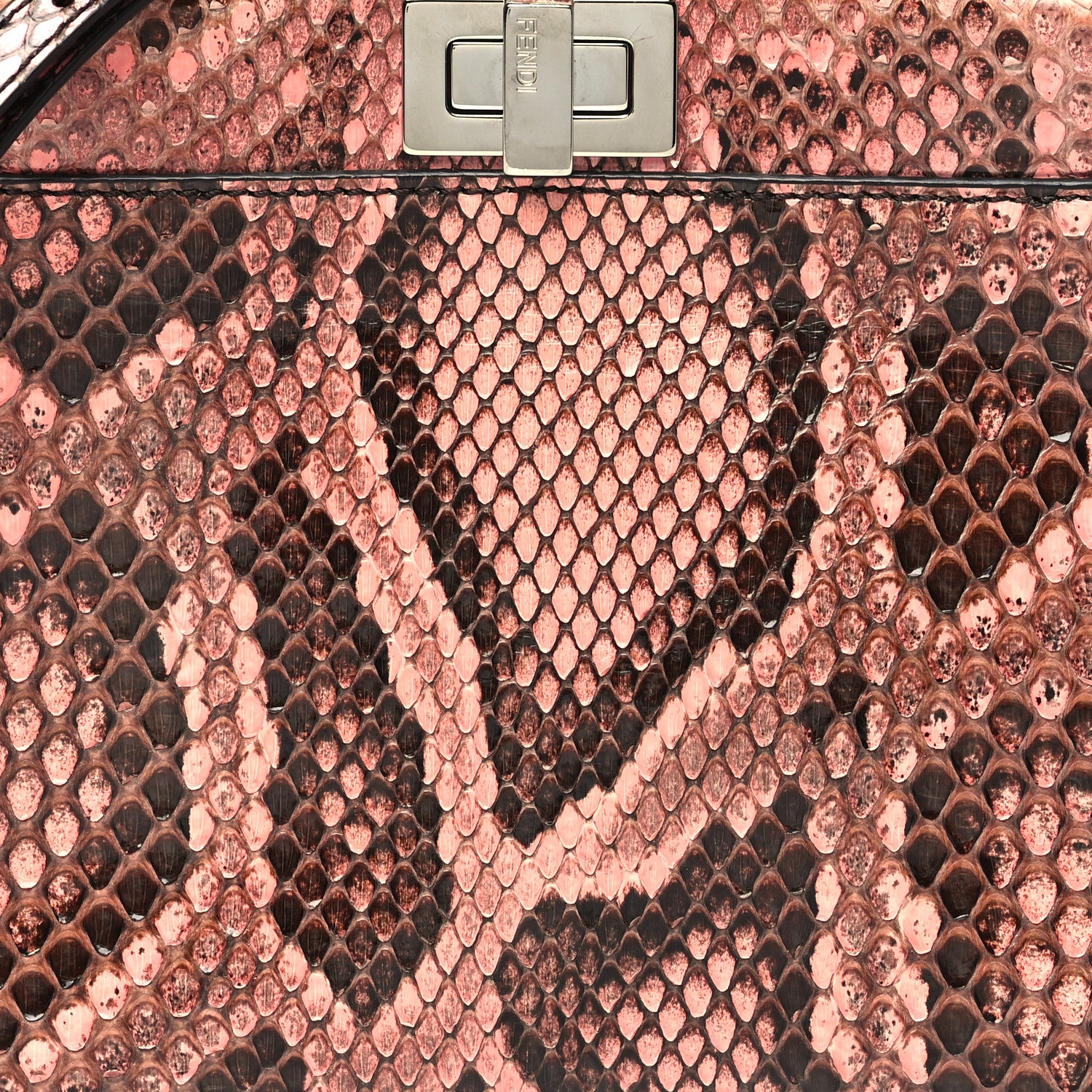 Fendi Snakeskin Shiny Nappa Mini Peekaboo Iconic Satchel Lollypop