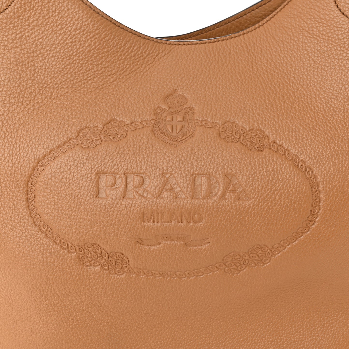 Vitello Phenix Embossed Logo Hobo Caramel