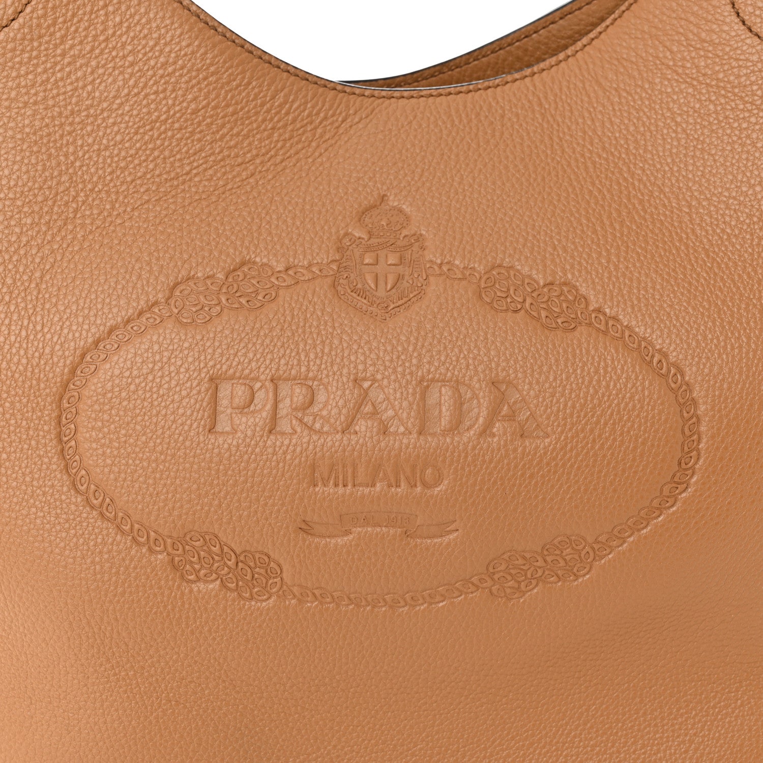 Prada Vitello Phenix Embossed Logo Hobo Caramel 8 of 10