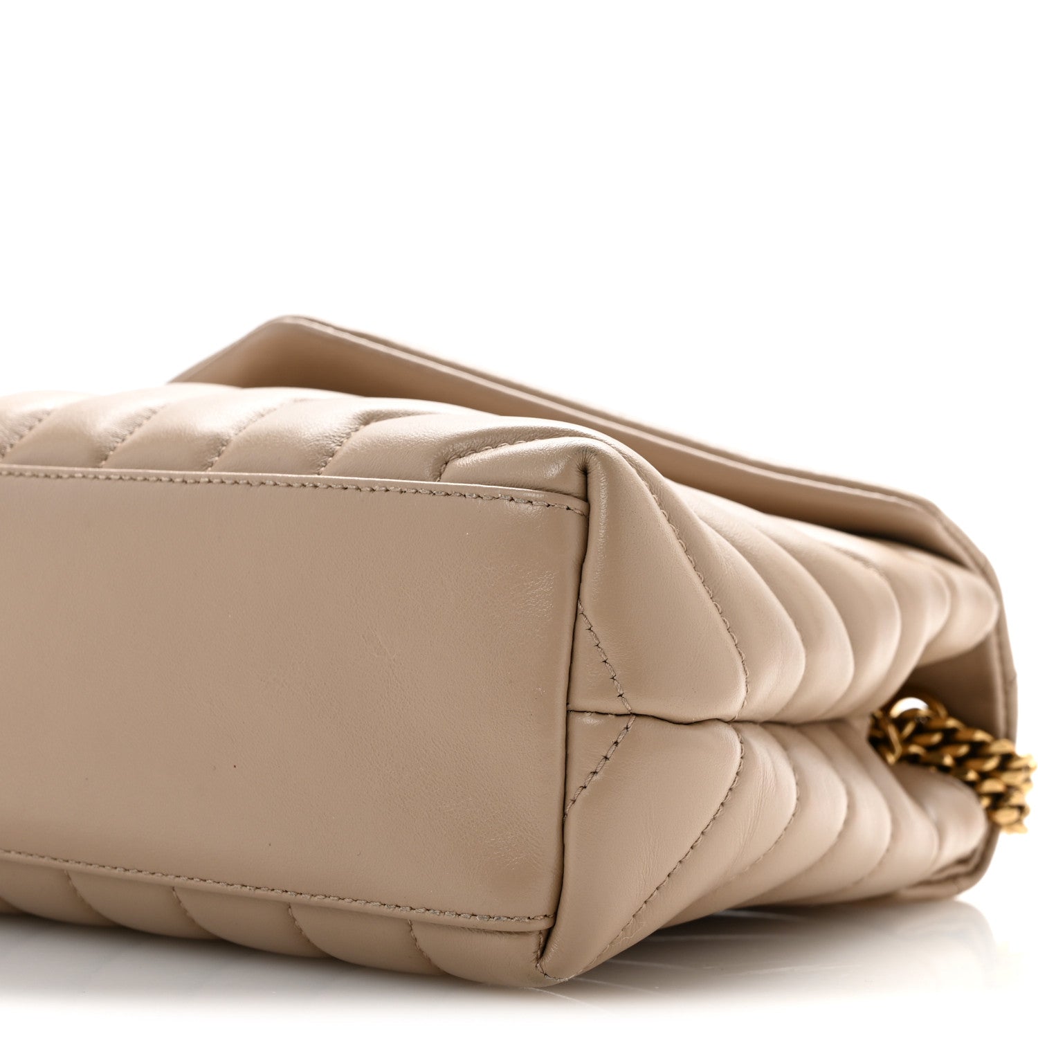 Saint Laurent Calfskin Y Quilted Monogram Small Loulou Chain Satchel Dark Beige 10 of 15