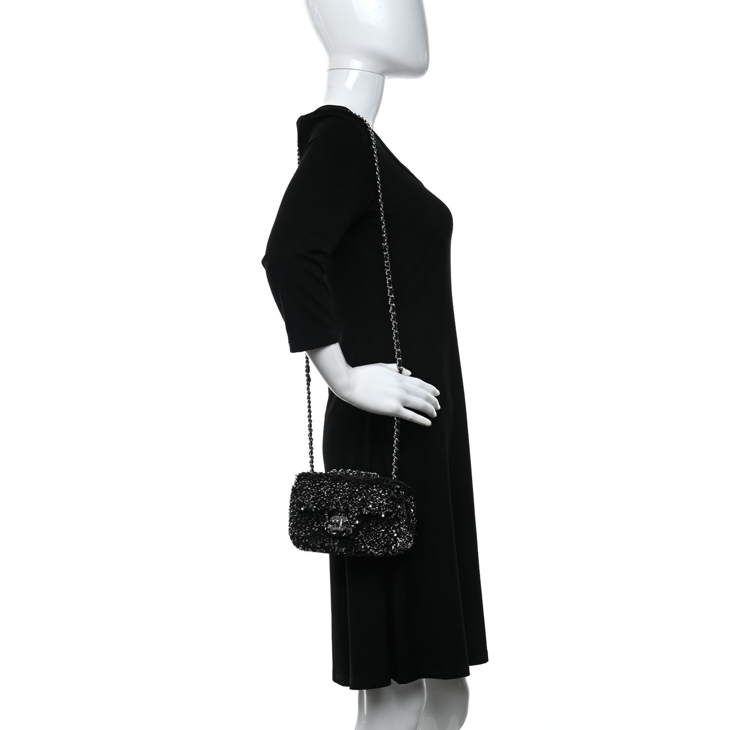 Sequin Rectangular Flap Black