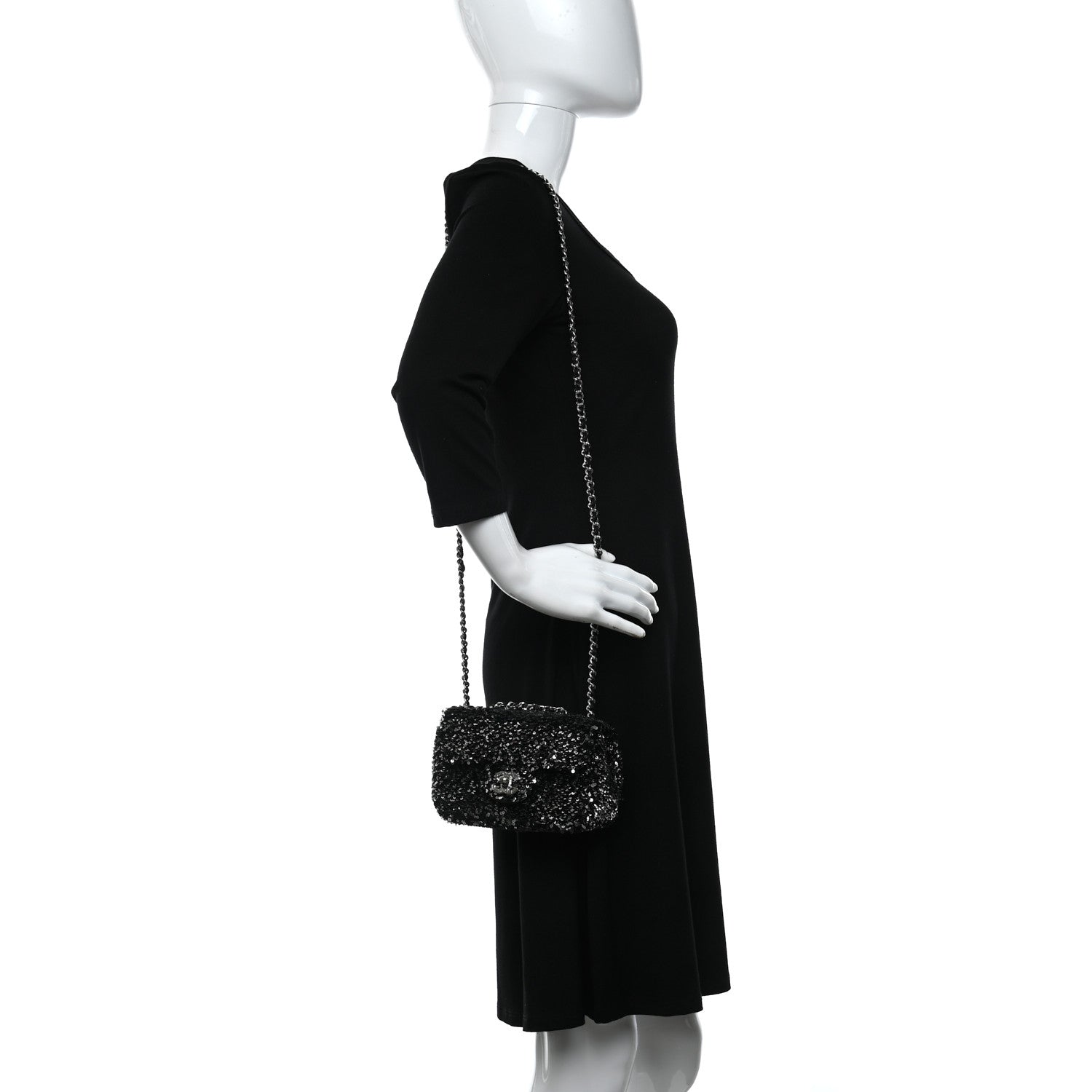 Chanel Sequin Rectangular Flap Black 2 of 10