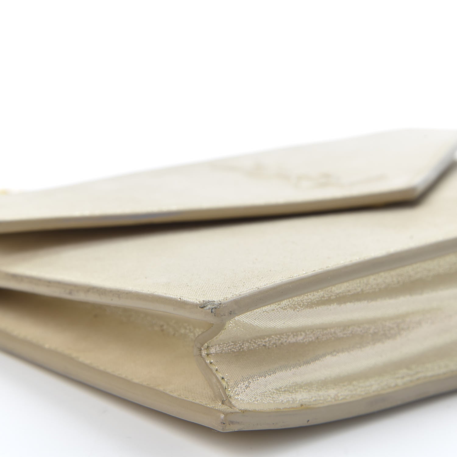 Saint Laurent Metallic Fabric Monogram Envelope Chain Wallet Champagne 5 of 15