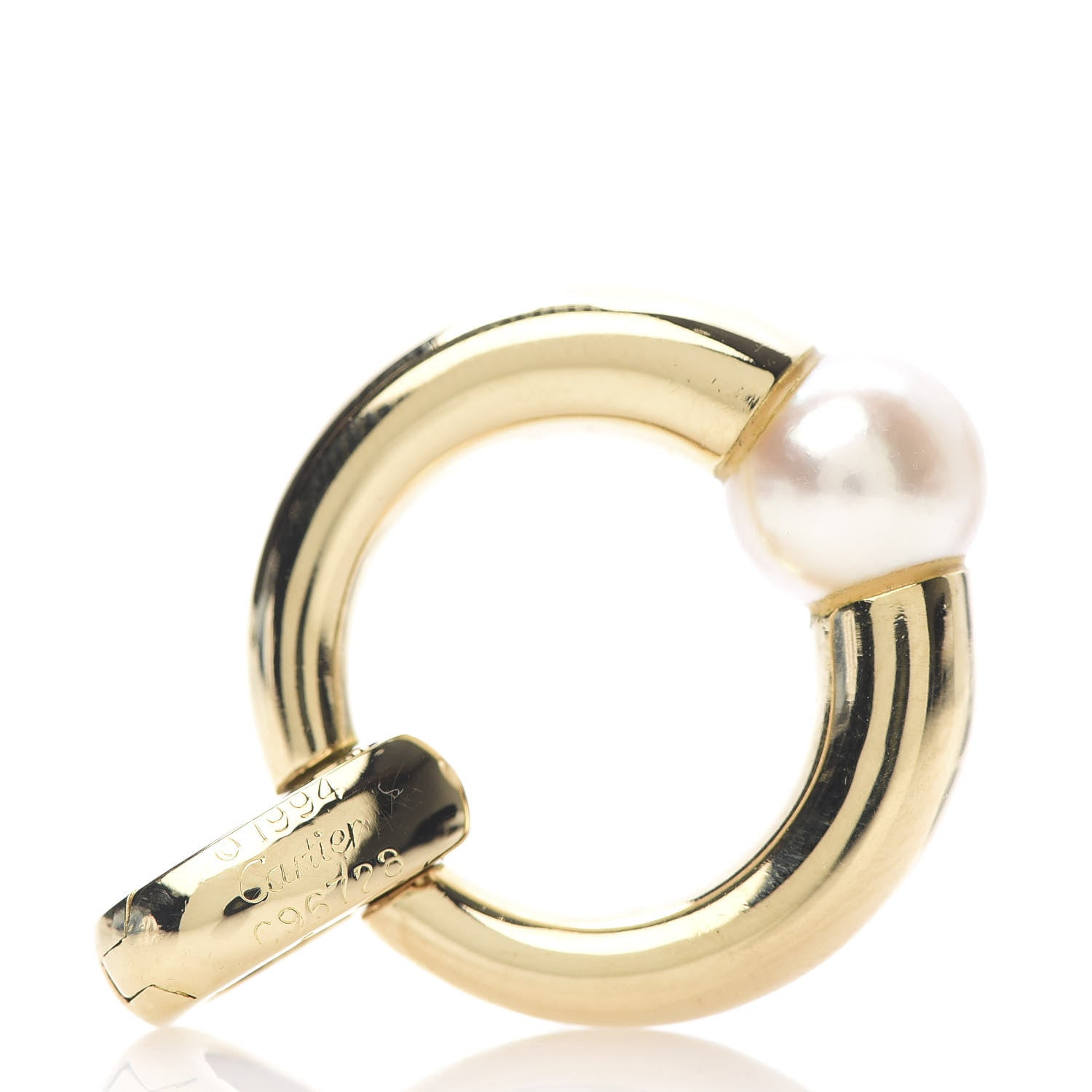 Cartier 18K Yellow Gold Pearl Doorknocker Pendant 3 of 3