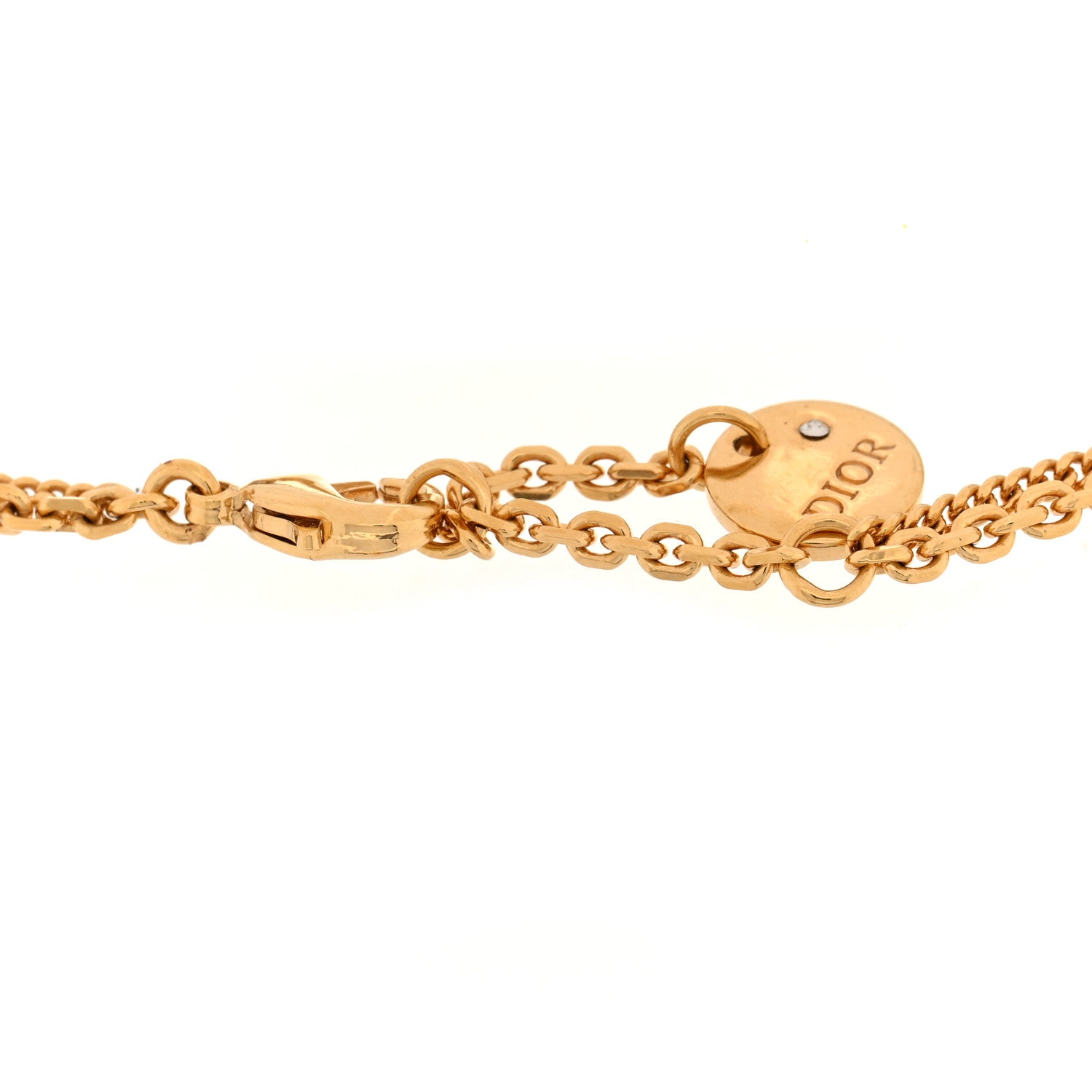 Christian Dior Metal Crystal Petit CD Double Bracelet Gold 1660165