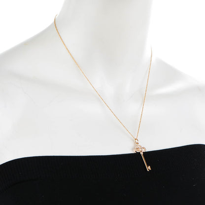 Tiffany 18K Rose Gold Diamond Crown Key Pendant Necklace 2 of 7