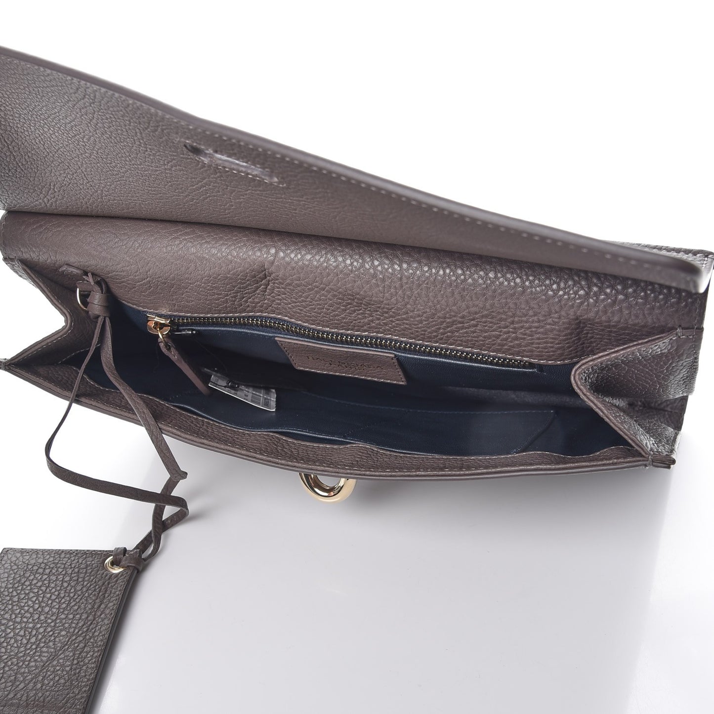 Grained Calfskin Tube L Clutch Grey
