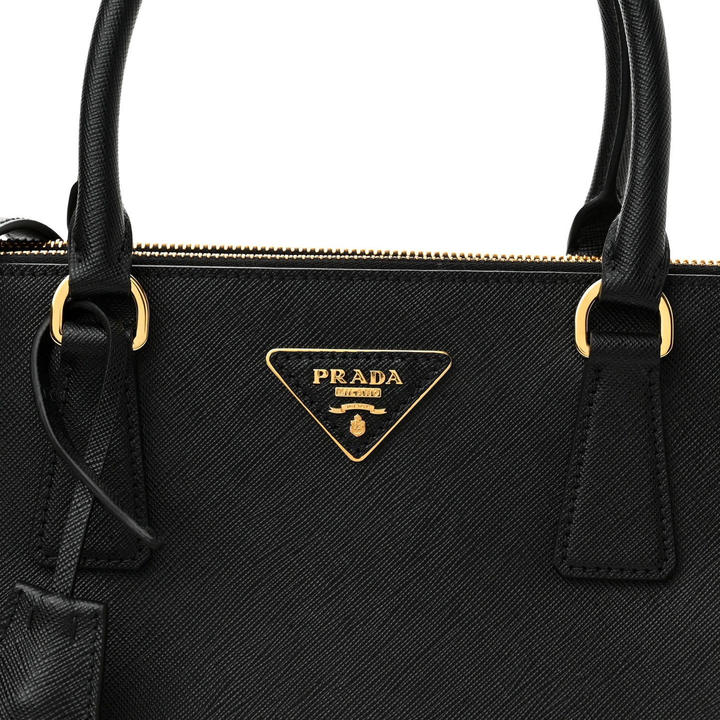 Saffiano Medium Galleria Double Zip Tote Black