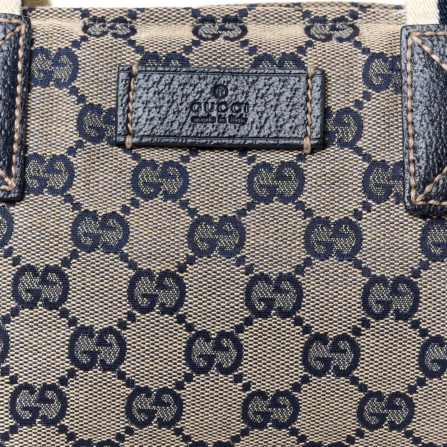 Gucci GG Monogram Medium Web Handle Bucket Tote Navy Blue 8 of 10