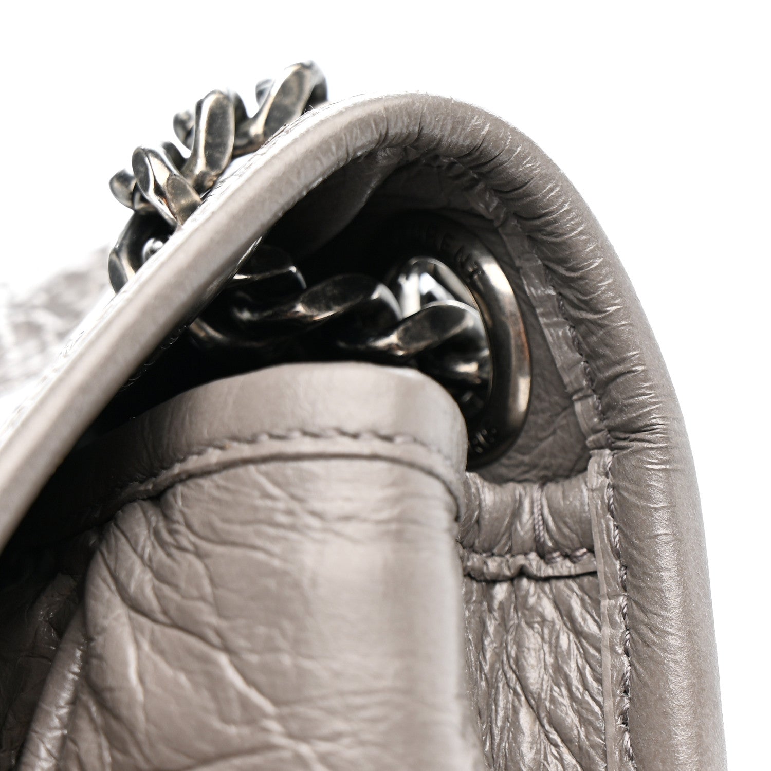 Saint Laurent Crinkled Calfskin Matelasse Monogram Medium Niki Chain Satchel Storm 14 of 15