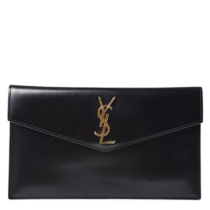 Saint Laurent Smooth Shiny Calfskin Monogram Uptown Pouch Black 1 of 8