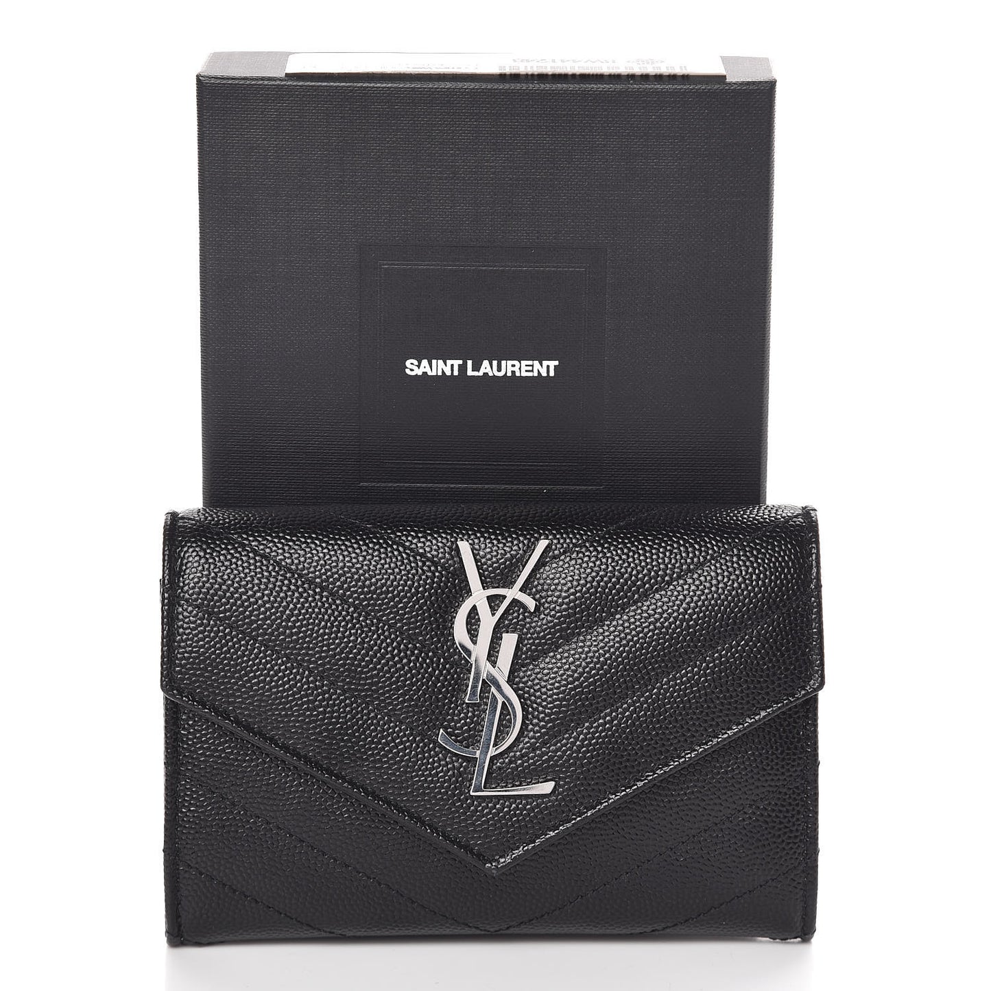 Grain De Poudre Matelasse Chevron Small Monogram Envelope Wallet Black