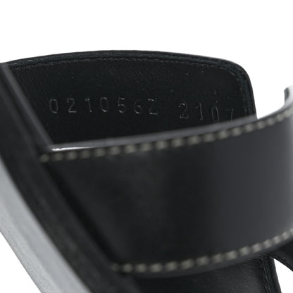 Hermes Box Calfskin Oran Sandals 37.5 Black 6 of 9