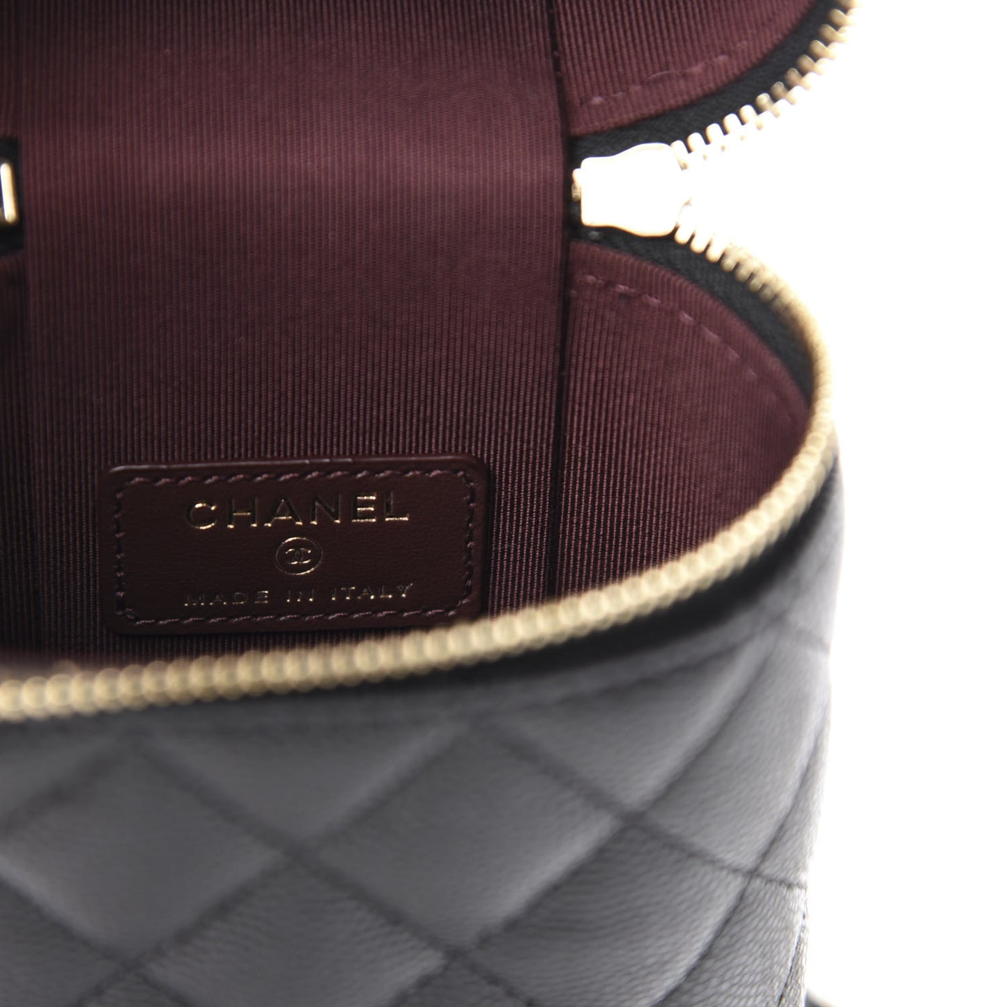 Caviar Quilted Phone Holder With Chain Black