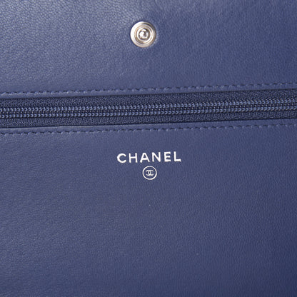 Chanel Patent Quilted Coco Boy Wallet On Chain WOC Blue 6 of 10