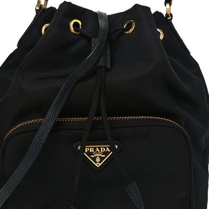 Prada Saffiano Tessuto Nylon Mini Bucket Crossbody Bag Black 7 of 9