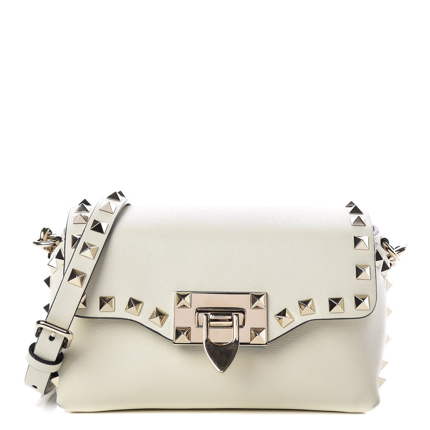 Calfskin Mini Rockstud Crossbody Bag Ivory