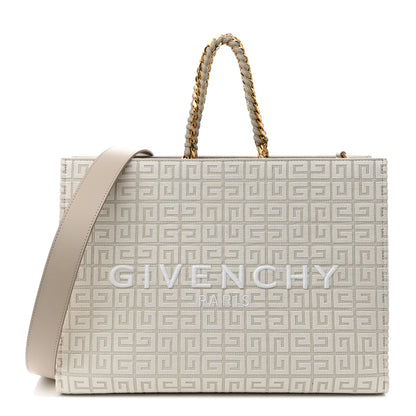 Givenchy Canvas Jacquard 4G Medium Chain Tote Stone Grey 1 of 11