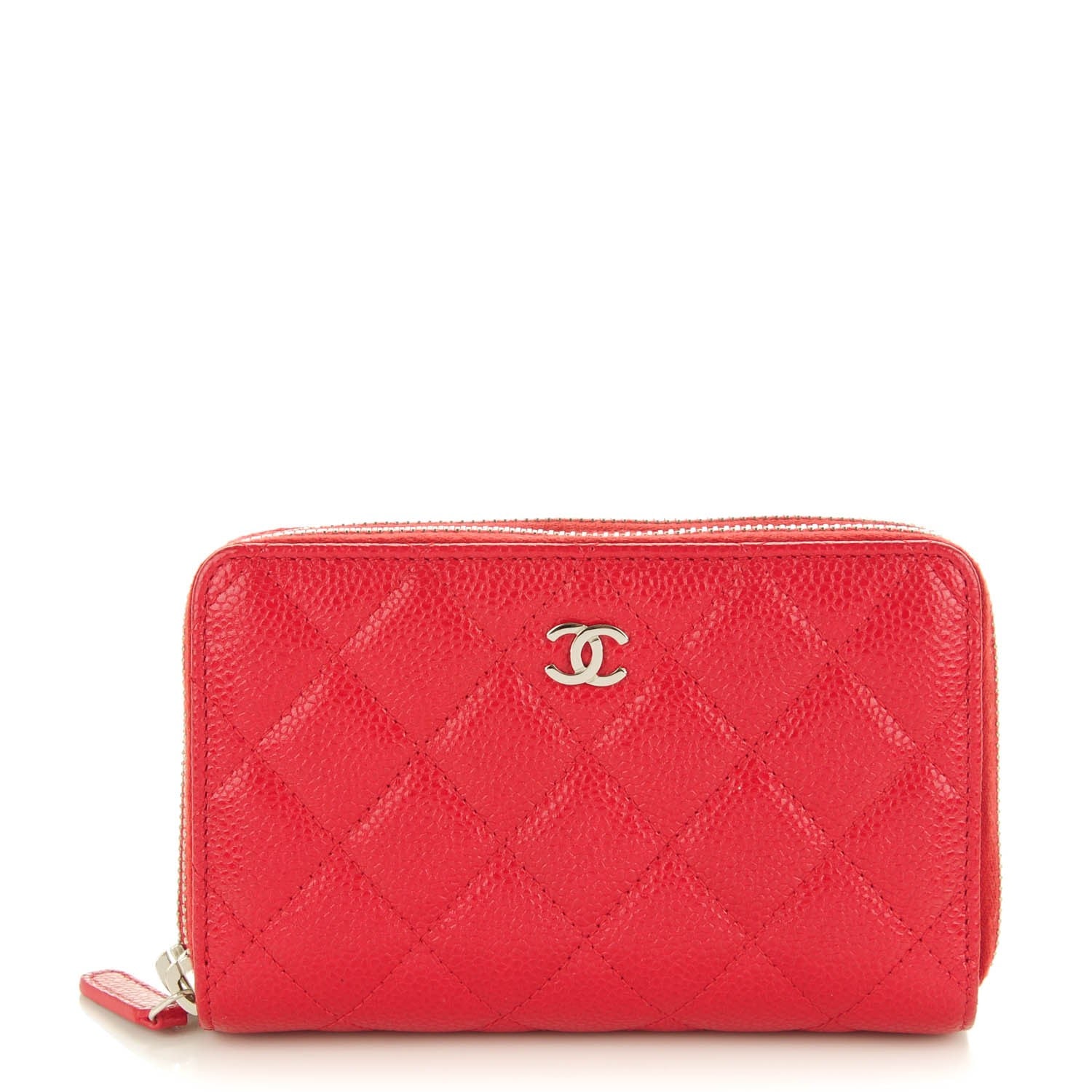 Chanel Caviar Quilted Large Gusset Double Zip Around Wallet Red 1 of 8