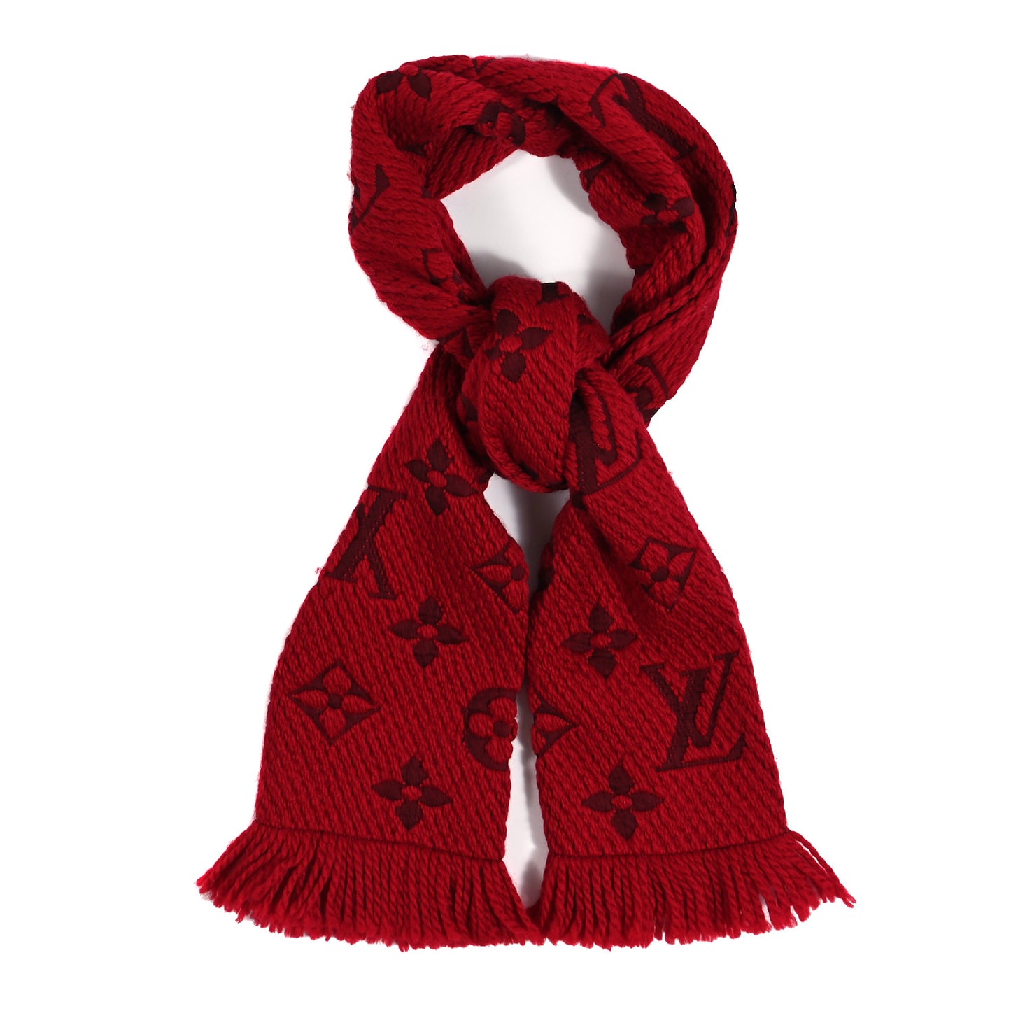 Wool Silk Logomania Scarf Rubis