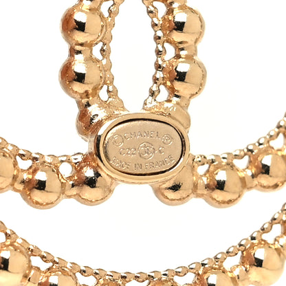 Chanel Metal Bead Round CC Drop Earrings Gold 4 of 4
