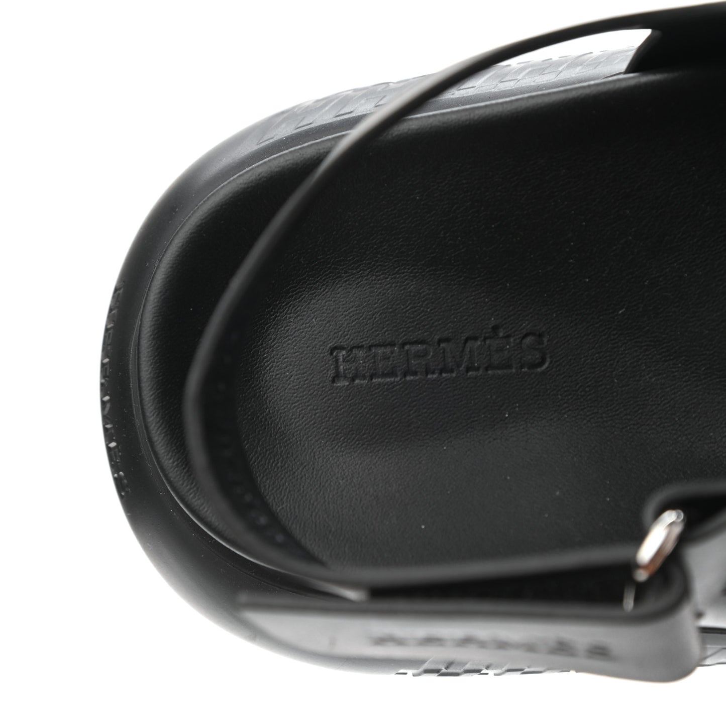 Calfskin Rubber Mens Doha Sandals 40 Black