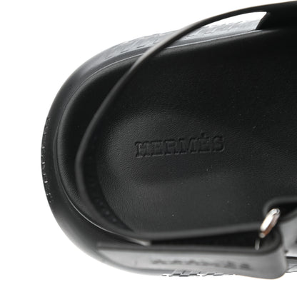 Hermes Calfskin Rubber Mens Doha Sandals 40 Black 7 of 8