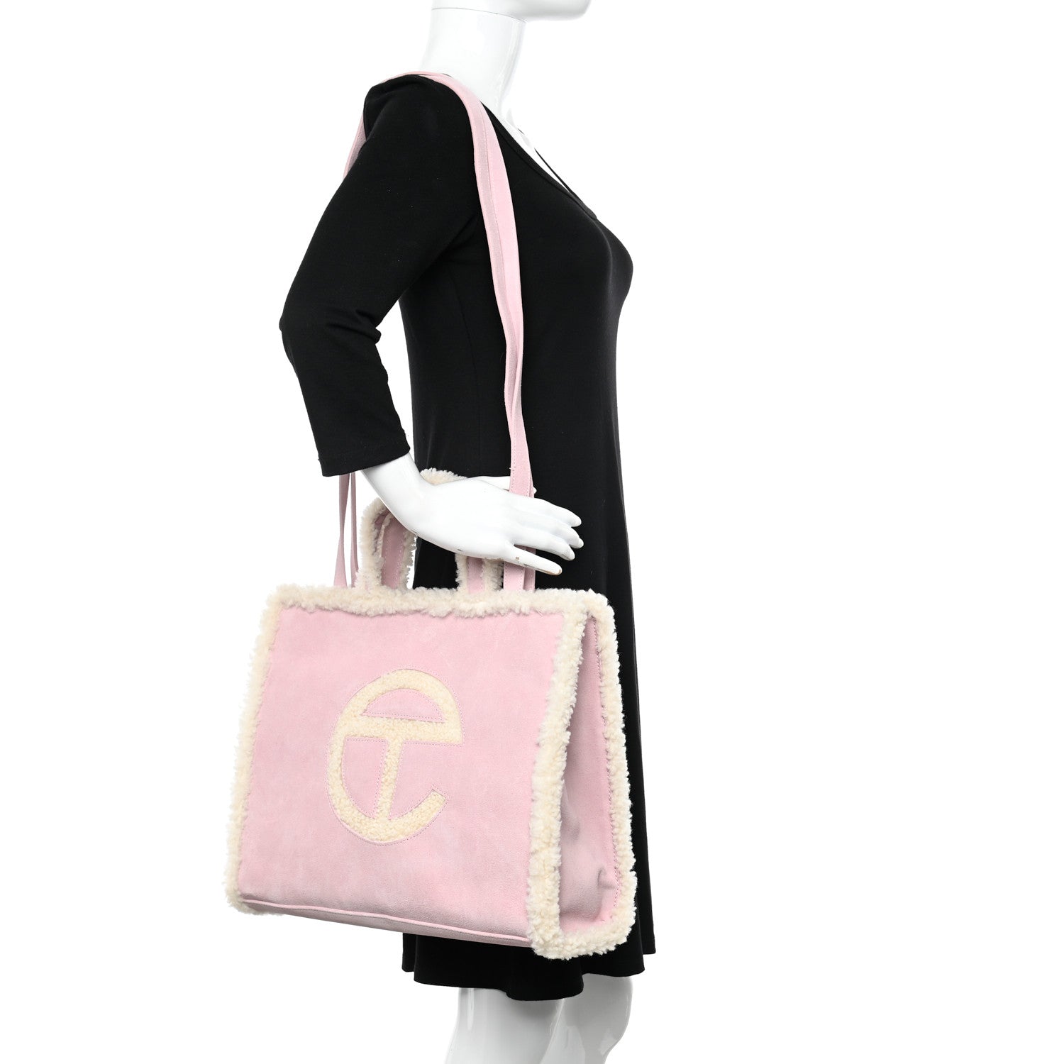 Telfar X UGG Suede Shearling Medium Shopping Bag Pink 2 of 11