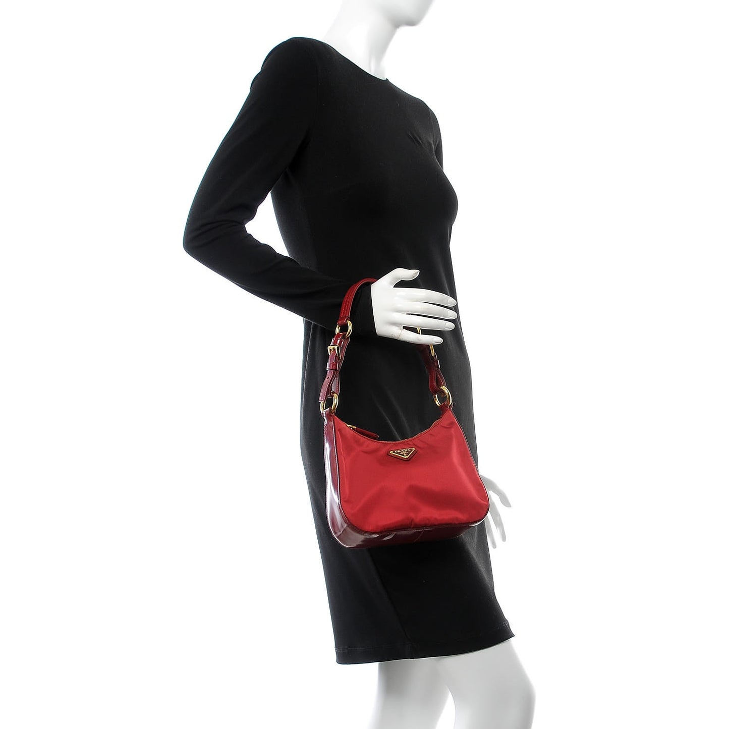 Tessuto Nylon Spazzolato Shoulder Bag Red