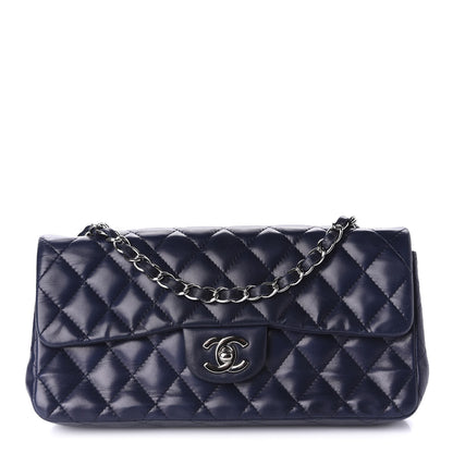 Chanel Lambskin Quilted East West Flap Navy 1 of 10