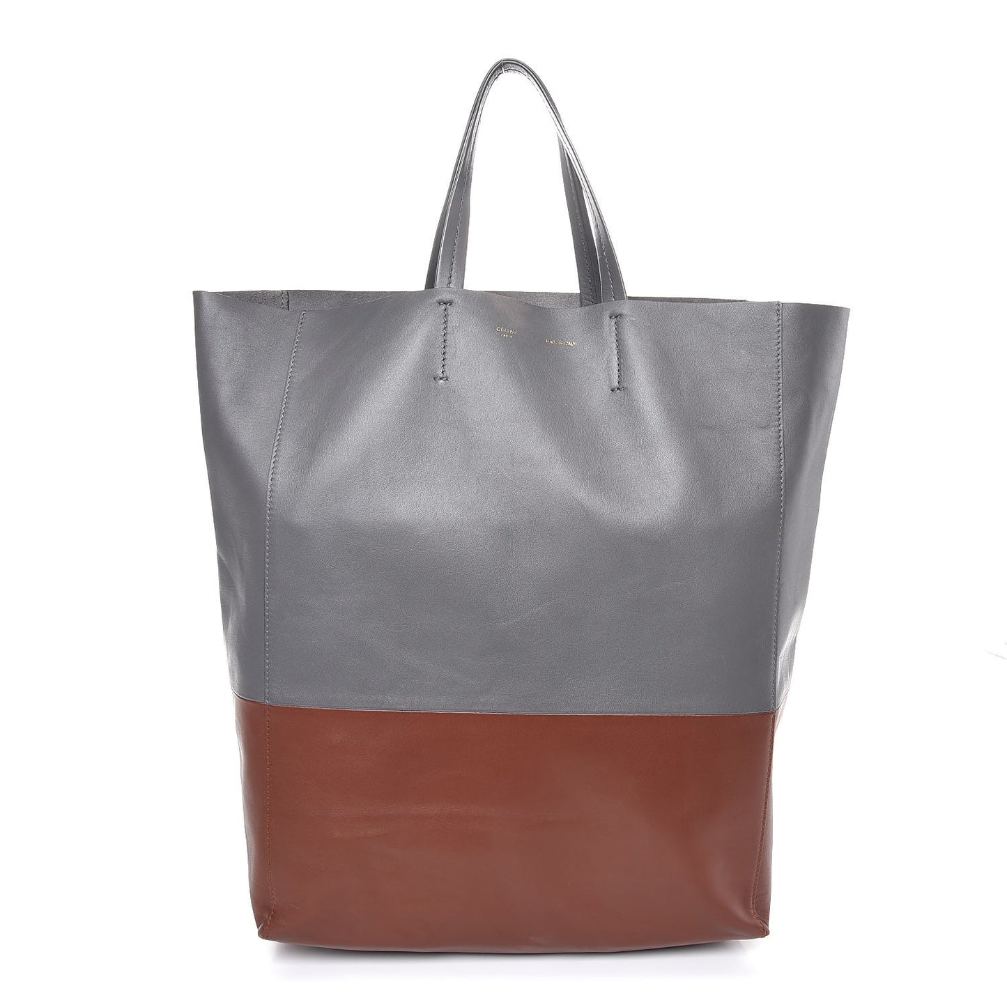 Lambskin Vertical Bi-Cabas Grey Cognac