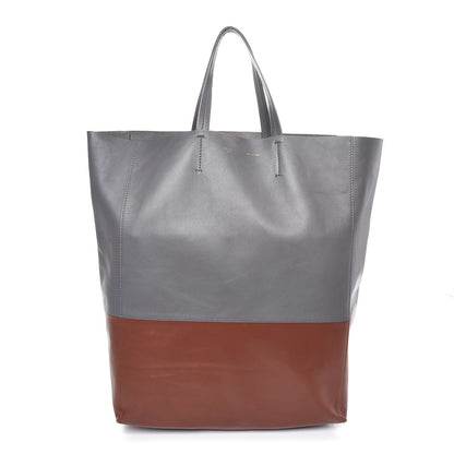 Celine Lambskin Vertical Bi-Cabas Grey Cognac 1 of 8