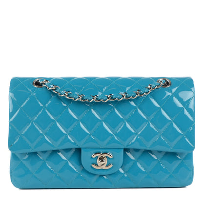 Chanel Patent Calfskin Quilted Medium Double Flap Turquoise 1 of 8