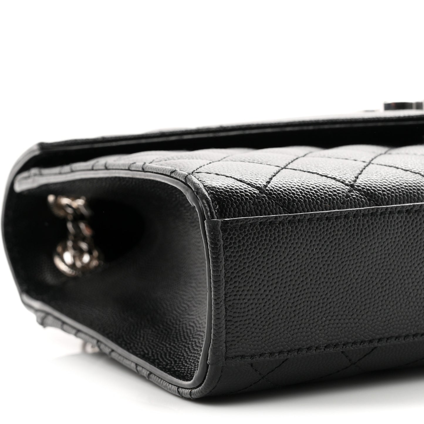 Grain De Poudre Textured Mixed Matelasse Triquilt Medium Monogram Satchel Black