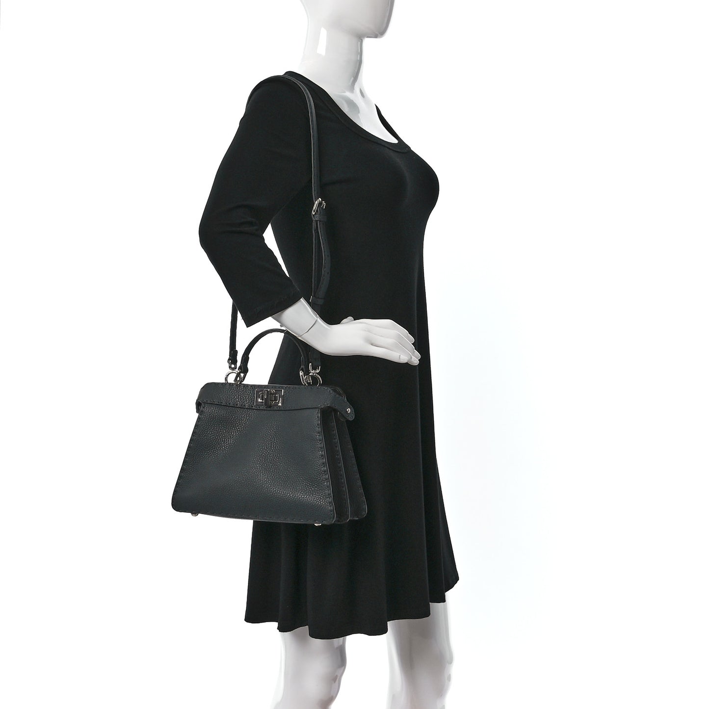 Cuoio Romano Selleria Chamois Small Peekaboo I SEE U Satchel Asfalto Camelia