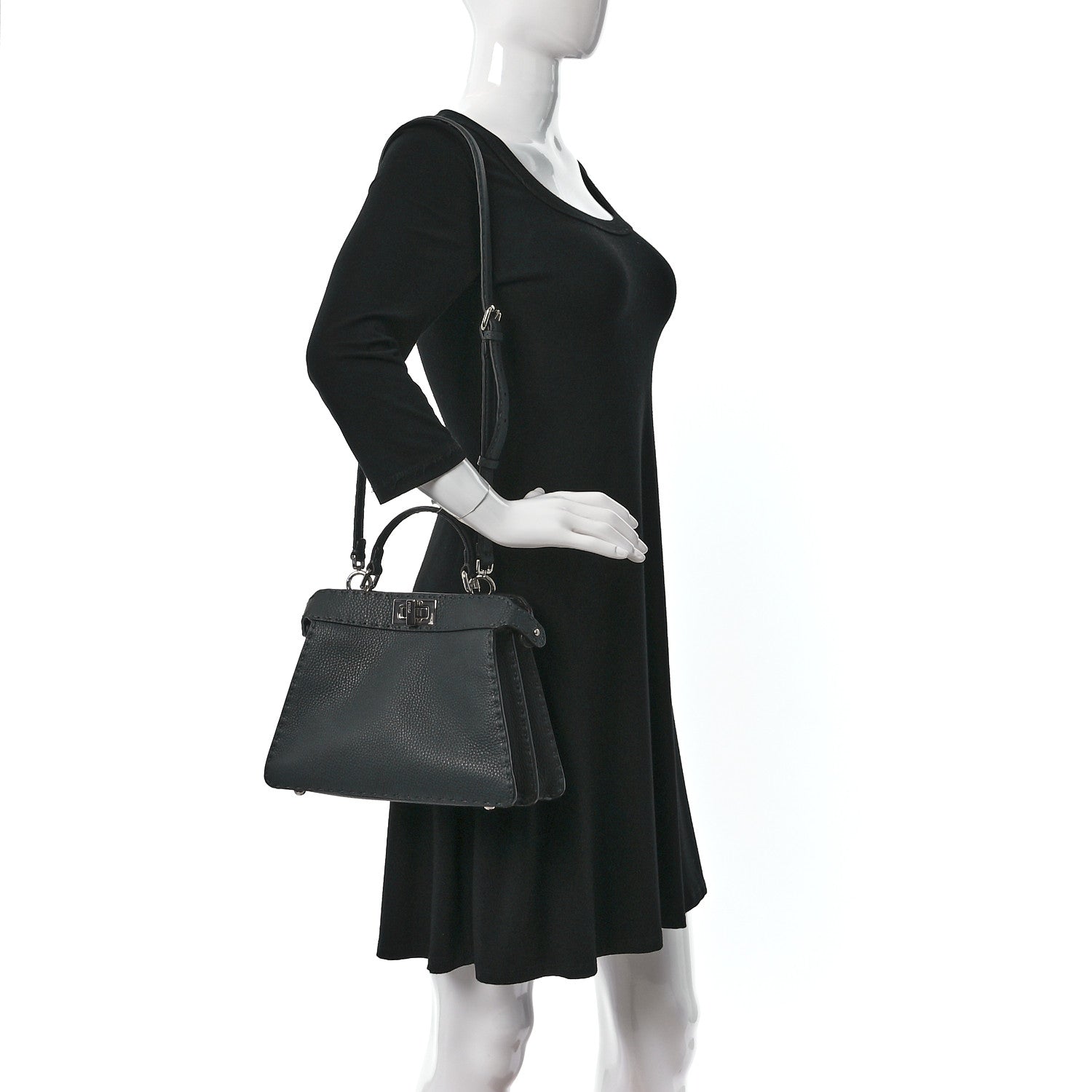 Fendi Cuoio Romano Selleria Chamois Small Peekaboo I SEE U Satchel Asfalto Camelia 2 of 10