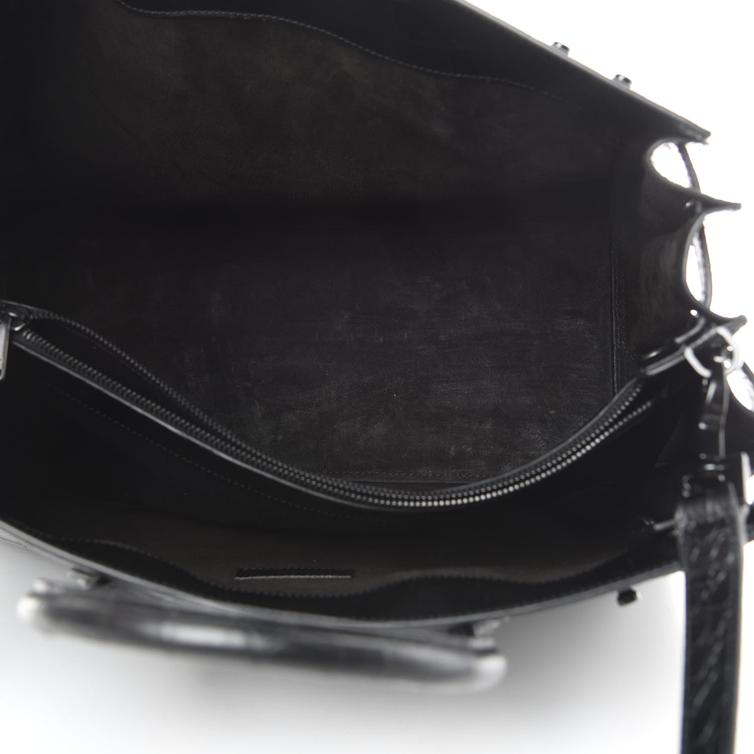 Saint Laurent Calfskin Crocodile Embossed Medium Supple Sac de Jour Black 5 of 12
