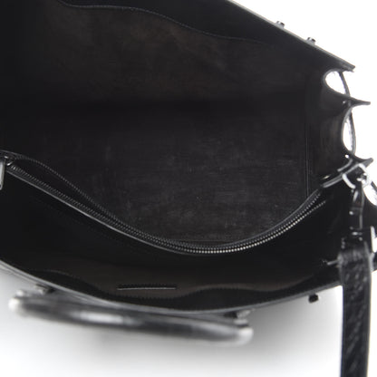 Saint Laurent Calfskin Crocodile Embossed Medium Supple Sac de Jour Black 5 of 12