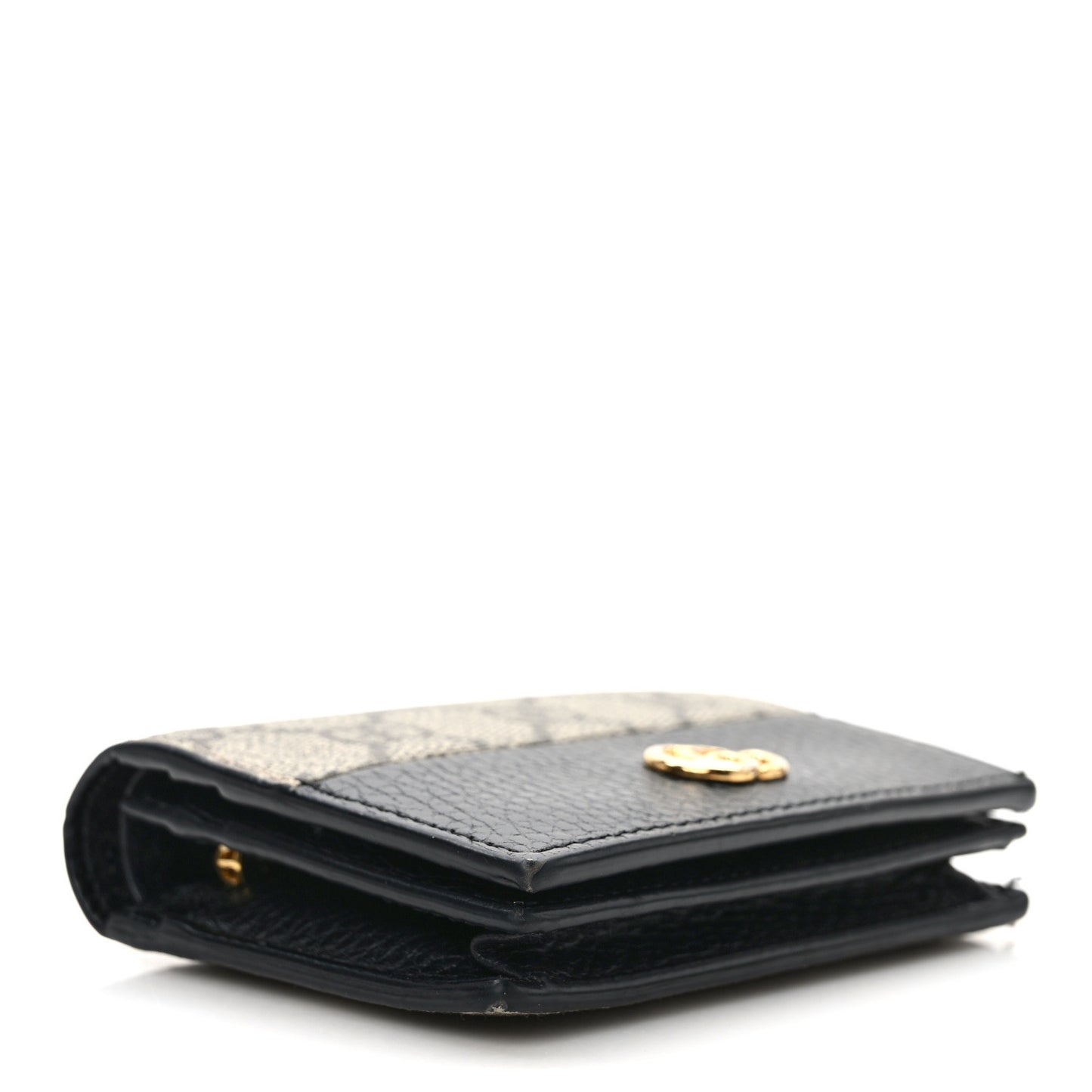 Dollar Calfskin GG Supreme Monogram GG Marmont Card Case Black Beige Ebony