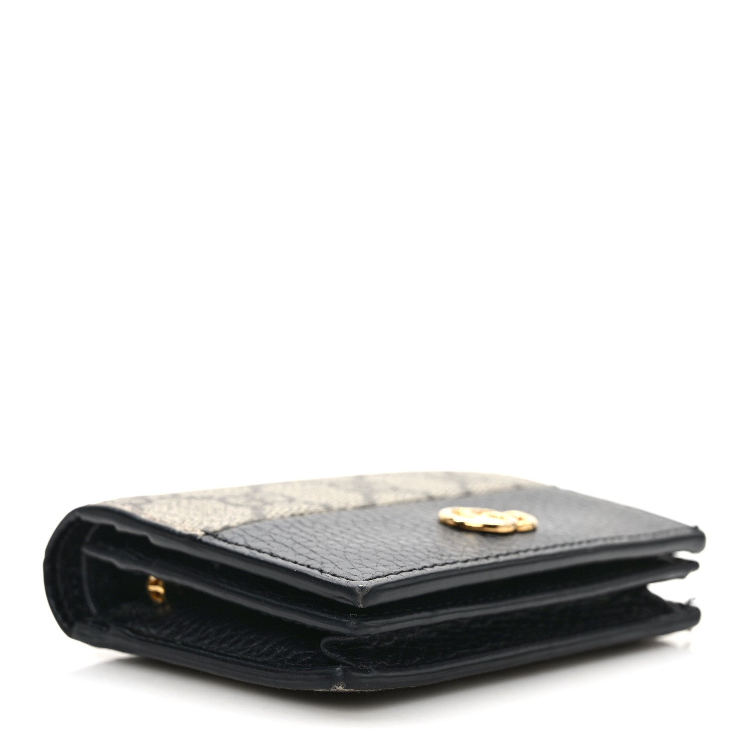 Gucci Dollar Calfskin GG Supreme Monogram GG Marmont Card Case Black Beige Ebony 4 of 8