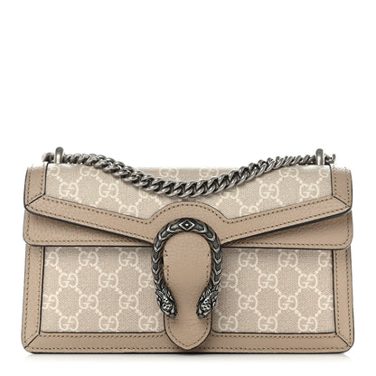 Gucci GG Supreme Monogram Textured Dollar Calfskin Small Rectangular Dionysus Shoulder Bag Beige Mystic White Oatmeal 1 of 12