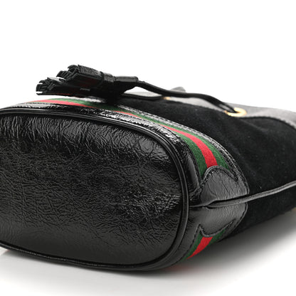 Gucci Suede Patent Web Mini Ophidia Bucket Bag Black 10 of 10