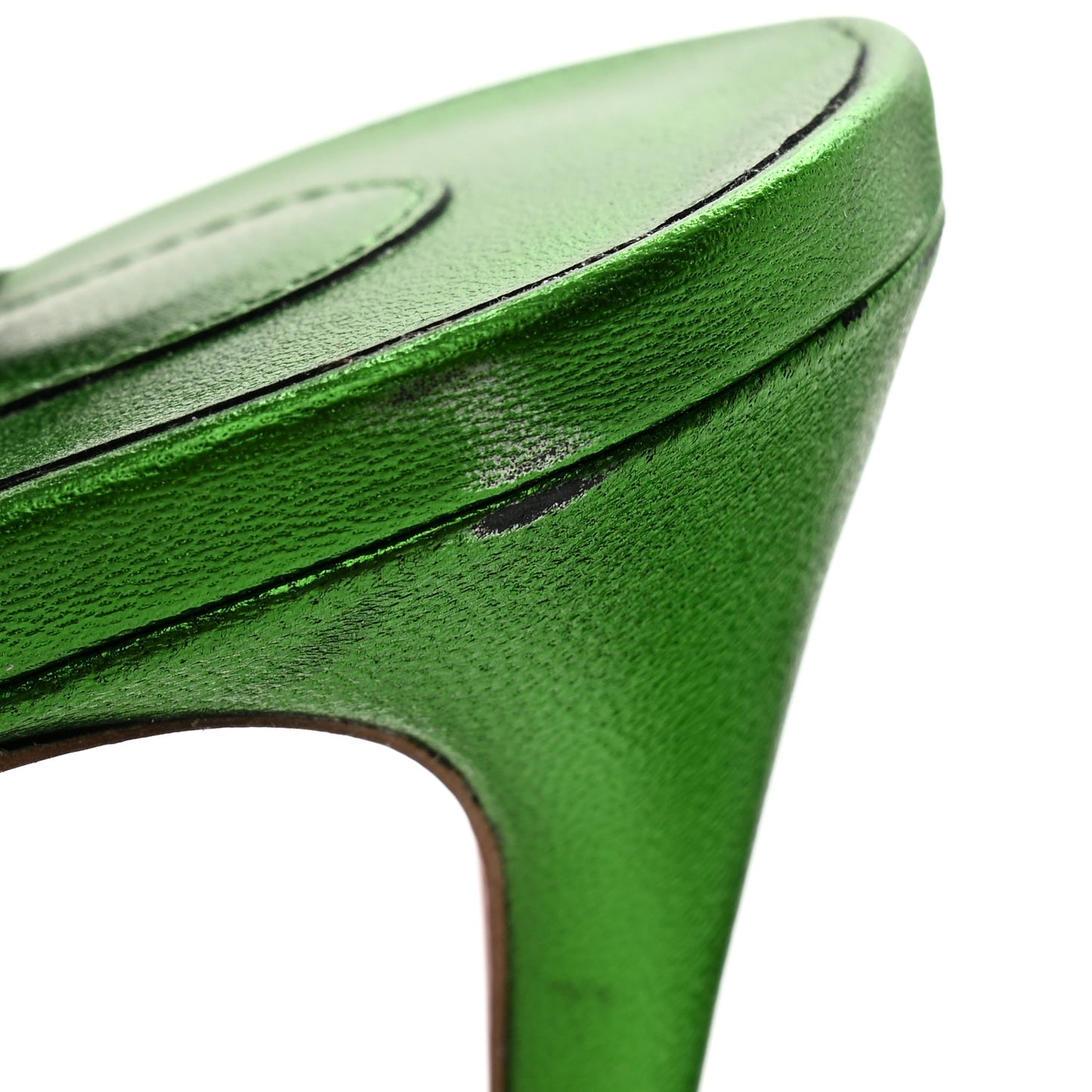 Metallic Calfskin O Marylin 100 Slingback Sandal Heels 39 Spinach 40