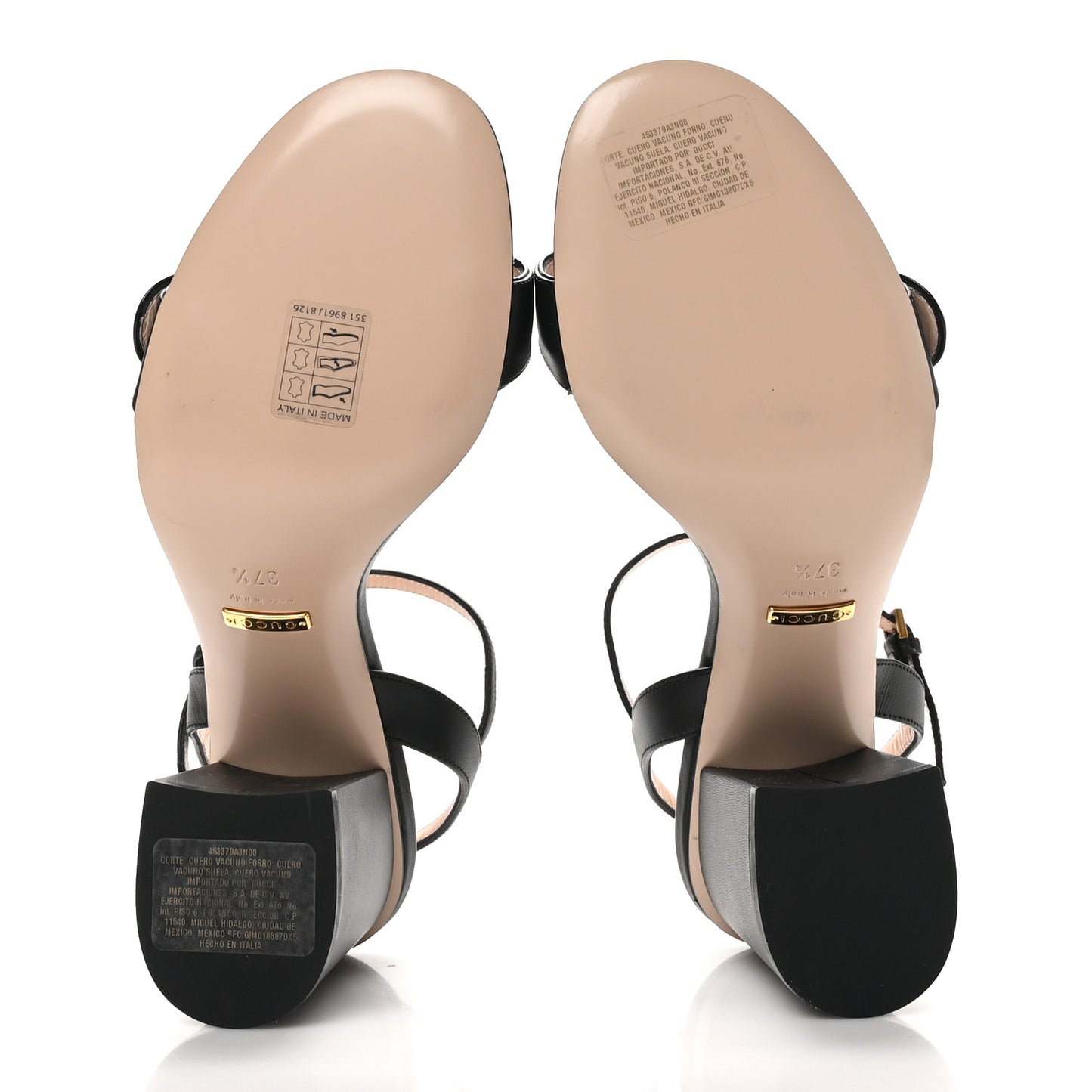 Lifford Calfskin GG Marmont Ankle Wrap 75mm Sandals 37.5 Black