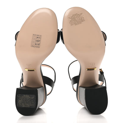 Gucci Lifford Calfskin GG Marmont Ankle Wrap 75mm Sandals 37.5 Black 6 of 9