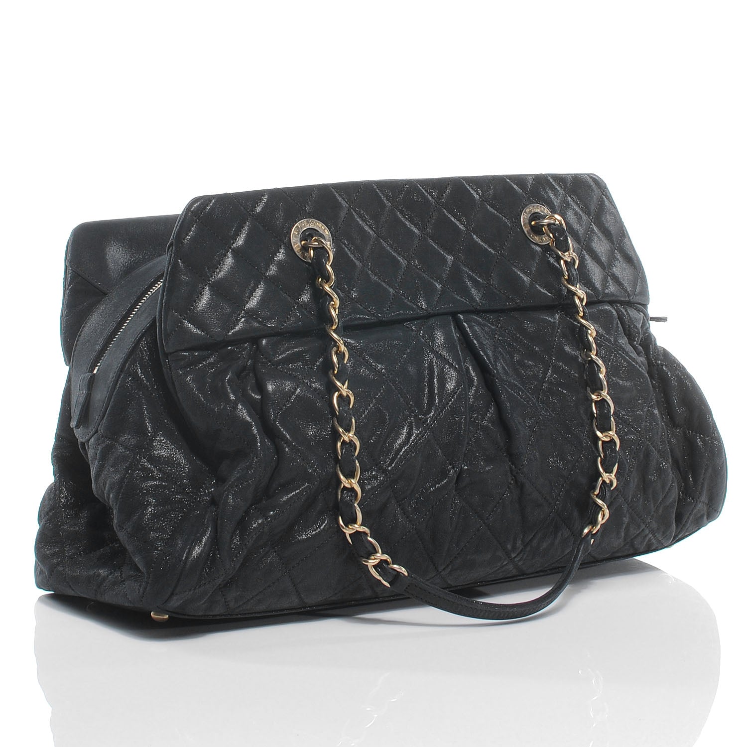 Chanel Iridescent Calfskin Chic Quilt Bowling Bag Black 3 of 7