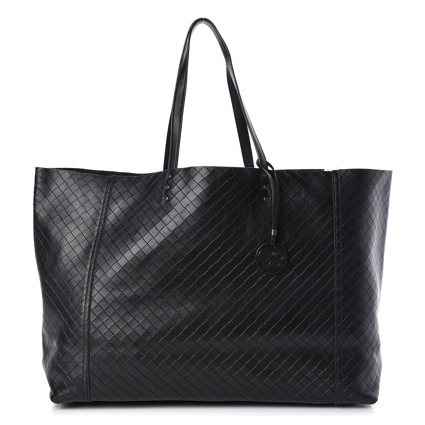 Calfskin Intrecciomirage Large Tote Black