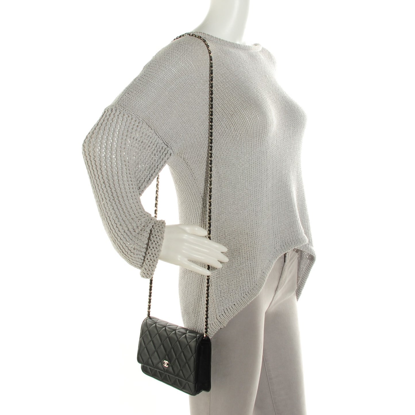 Lambskin Quilted Wallet On Chain WOC Black