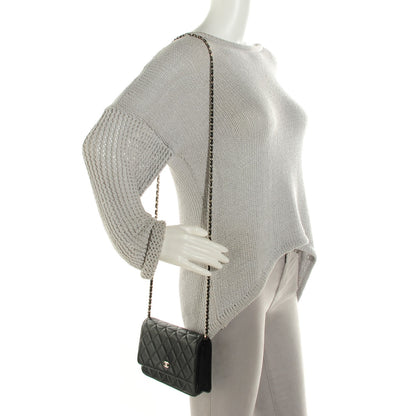 Chanel Lambskin Quilted Wallet On Chain WOC Black 2 of 8
